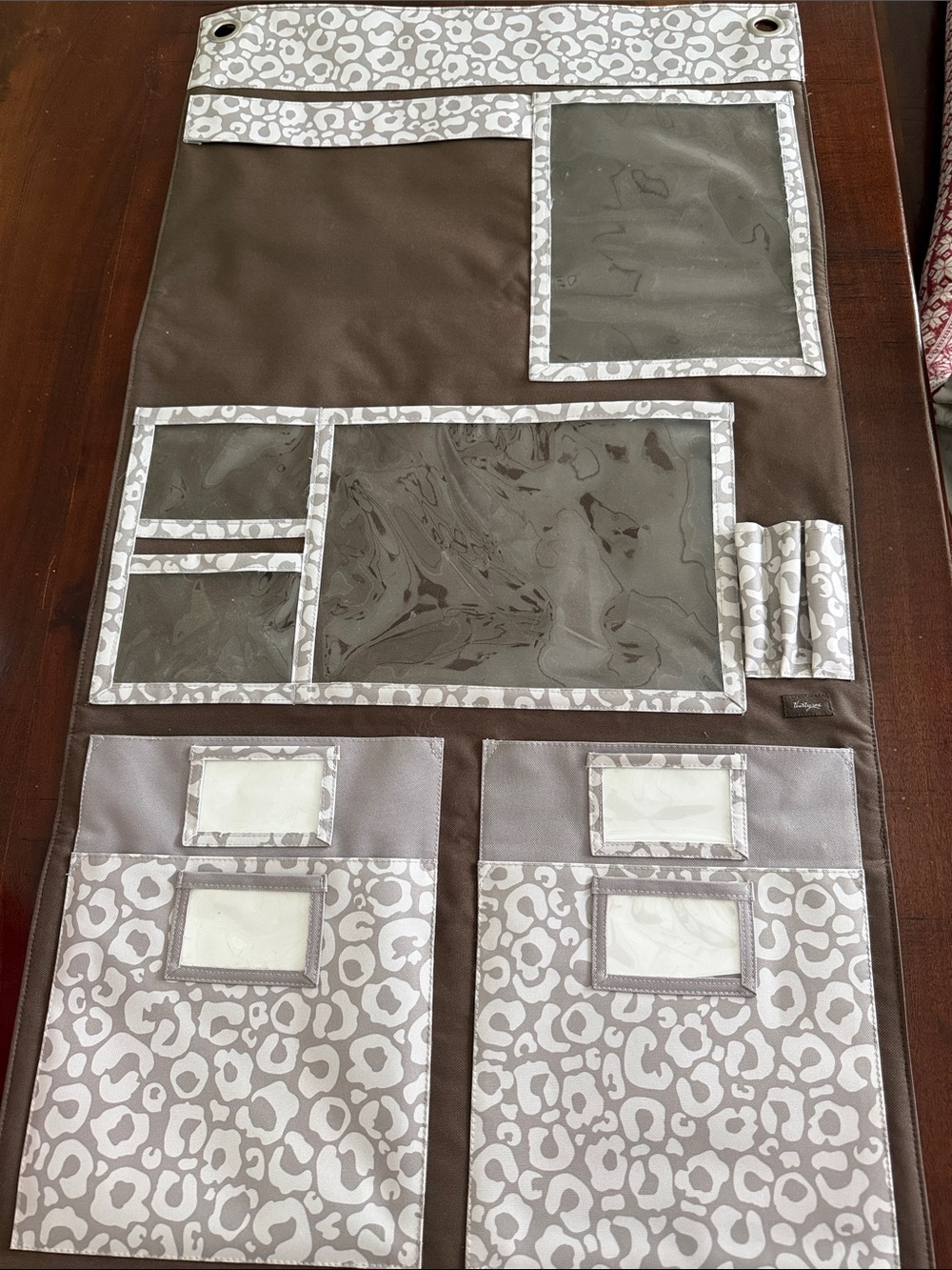 Gently used - Brand: Thirty-one Brown and Cream Leopard Print Hanging Organizer